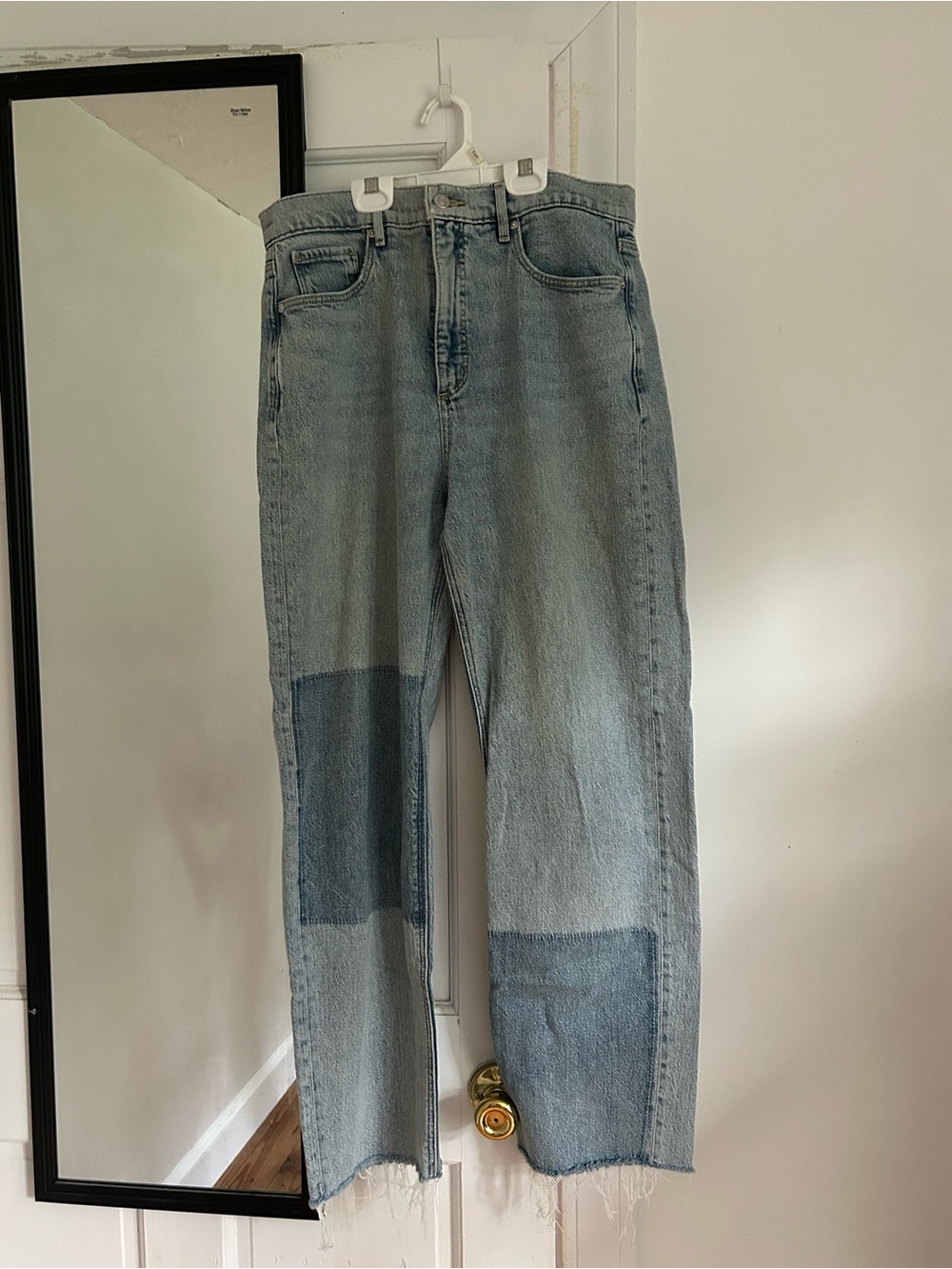 LOFT Light Wash Straight-Leg Jeans with Patchwork